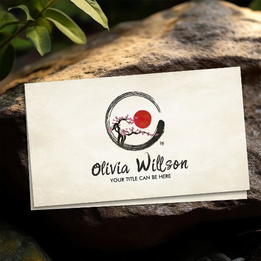 Zen Enso Circle Sakura Tree sun Visitekaartje