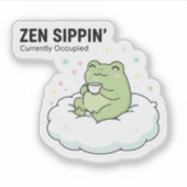 Zen Frog Tea Sticker – Chill Cute Cloud Animal (Devant)