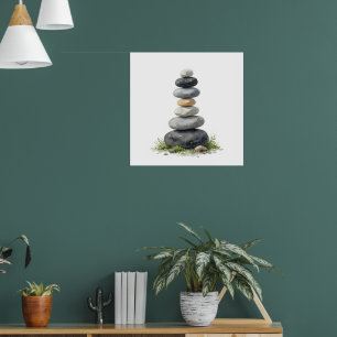Zen Gestapelde Stenen Natuur Kunstprint Vredige Poster
