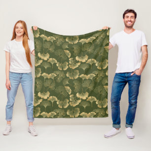 Zen Ginkgo Blad Patroon Fleece Deken
