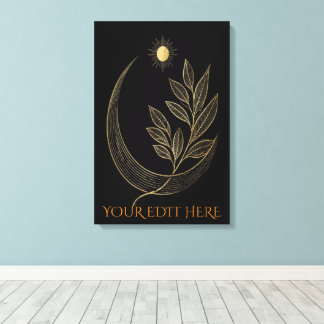 Zen Gouden Tak Spirit Zon en Halve Maan Canvas Afdruk