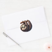 Zen Green Chill Sloth Ronde Sticker (Envelop)