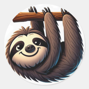 Zen Green Chill Sloth Ronde Sticker