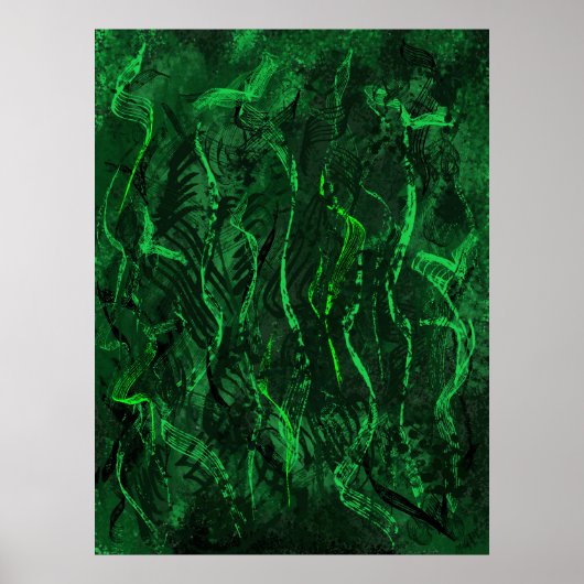 Zen Green Tunes Calming Abstract Wall Art Poster (Devant)