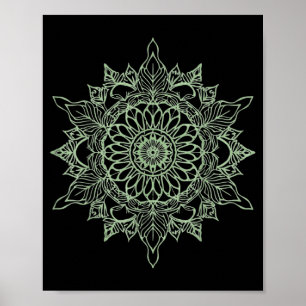 Zen Grow Lijn Kunst Mandala Vreedzame Botanische Poster