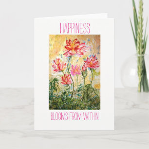 Zen Happiness Lotus Waterverf Art Wenskaart Kaart