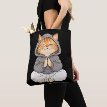 Zen Kat in Hoody – Schattige Mediterende Cartoon K