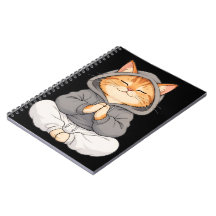 Zen Kat in Hoody – Schattige Mediterende Tekenfilm