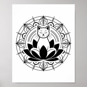 Zen Kat Lotus Bloem Yoga Mindfulness Meditatie T Poster