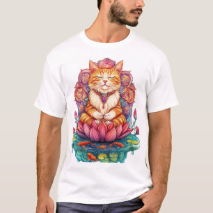 Zen Kat Vibes � Mediterende Kat Psychedelisch T-shirt