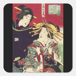 Zen kersenbloesem kimono japans geisha vierkante sticker