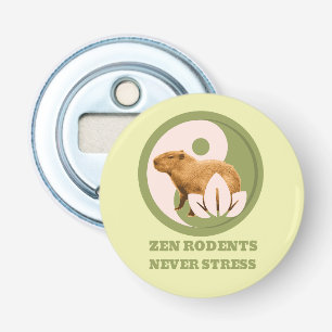 Zen knaagdieren nooit stress capibara button flesopener