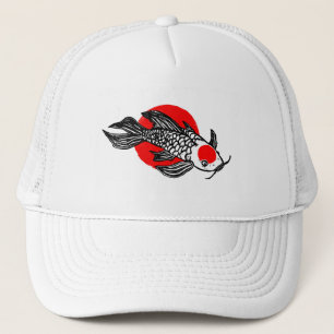 Zen Koi Block Print Design Trucker Hat Pet
