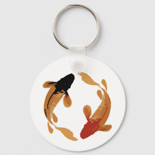 Zen Koi Fish White Simple Minimalist Sleutelhanger