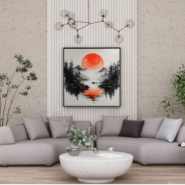 Zen Lake Sun Reflective Canvas Afdruk