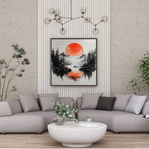 Zen Lake Sun Reflective Canvas Afdruk