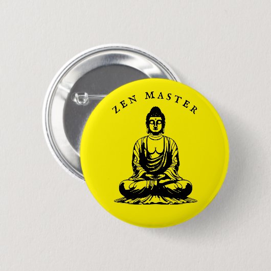 Zen Master - Boeddha meditatie Geel Ronde Button 5,7 Cm (Voorkant /achterkant)