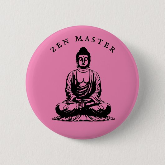 Zen Master - Boeddha meditatie Roze Ronde Button 5,7 Cm (Voorkant)