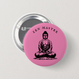 Zen Master - Boeddha meditatie Roze Ronde Button 5,7 Cm