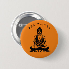 Zen Master - Boeddha meditatie Sinaasappel Ronde Button 5,7 Cm