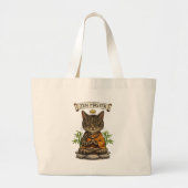 Zen Master Cat Funny Chill Gray Tabby Cat Gift  Grote Tote Bag (Voorkant)