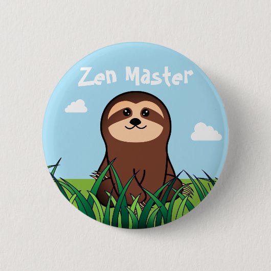"Zen Master" kawaii Sloth Ronde Button 5,7 Cm (Voorkant)
