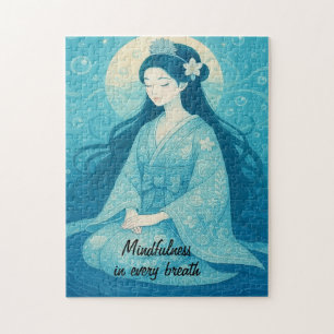 Zen Meditatie kunst Mindfulness Yoga Blauw Custom Legpuzzel
