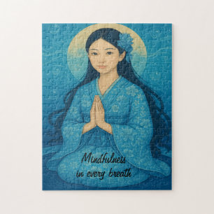 Zen Meditatie kunst Mindfulness Yoga Blauw Custom Legpuzzel