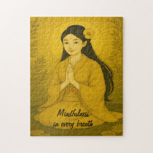 Zen Meditatie kunst Mindfulness Yoga Geel Custom Legpuzzel