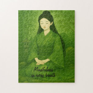Zen Meditatie kunst Mindfulness Yoga Groen Custom Legpuzzel