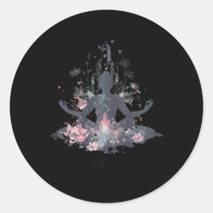 Zen-meditatie-mantra en yoga-reis-kunstwerk ronde sticker