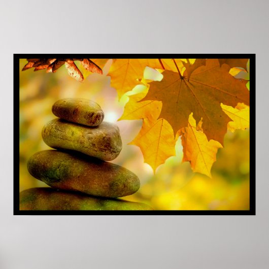 Zen meditatie-stenen en Maple Leaves Poster (Voorkant)