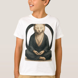 Zen Meditating Cat – Enso Circle Mindful Yoga Art  T-shirt