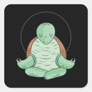 Zen Meditation Yoga Turtle Omm Gift Vierkante Sticker