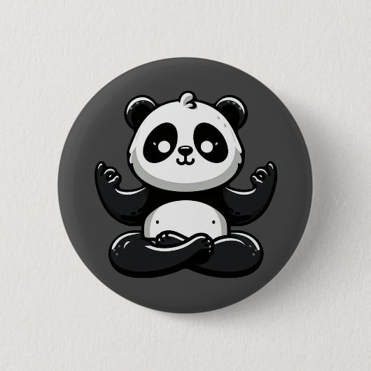 Zen Mediterende Panda - Leuke Dierenmeditatie Pose Ronde Button 5,7 Cm (Voorkant)