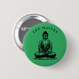 Zen Meester - Boeddha meditatie Groen Ronde Button 5,7 Cm