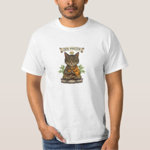 Zen Meester Kat Grappige Koele Grijze Lapjeskat Ca T-shirt