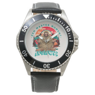 Zen Meester Moment Bigfoot Meditatie Retro Kunst Horloge