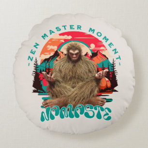 Zen Meester Moment Bigfoot Meditatie Retro Kunst Rond Kussen
