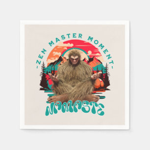 Zen Meester Moment Bigfoot Meditatie Retro Kunst Servet