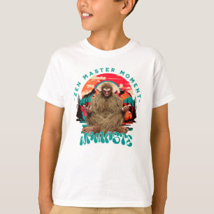 Zen Meester Moment Bigfoot Meditatie Retro Kunst T-shirt