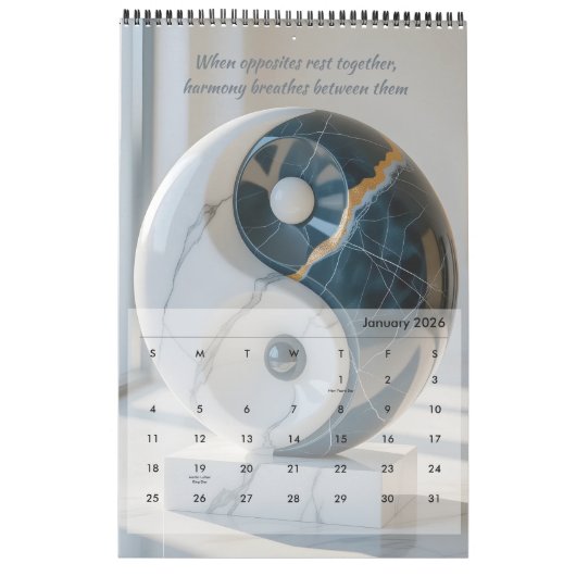 Zen Minimalist Wall Kalender (Jan 2026)