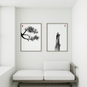 Zen Minimalistische Ink Art Set — Pine & Lone Bird