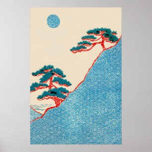Zen Minimalistische Seigaiha Landschapskunst Ukiyo Poster