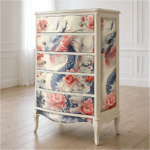 Zen Mist Draak Houtskool & Stof Roze Decoupage Tissuepapier
