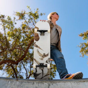 Zen Mistige Berg Vogels Minimalistische Natuur Skateboard