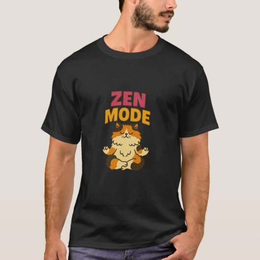 Zen Mode Kitty Cat Meditating T-shirt (Voorkant)
