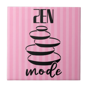 Zen Mode Quote Balance Rocks Roze Strepen Tegeltje