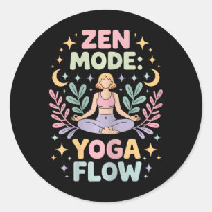 Zen Mode Yoga Flow Retro Meditatie Outfit Voor Vro Ronde Sticker