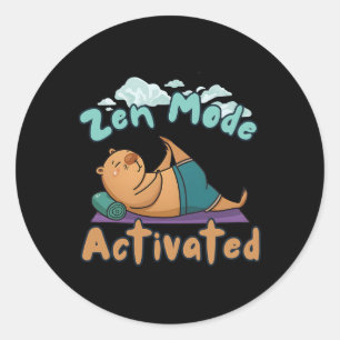 Zen-modus geactiveerd Capyra Fitness Wellness Yoga Ronde Sticker
